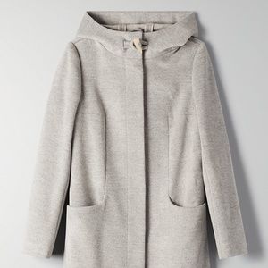 Aritzia Babaton Atelier Pearce Wool-Blend Jacket Coat With Hood in Beige XS